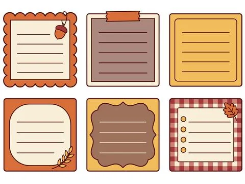 Acorn Autumn Sticky Note Bundle Stock Illustration