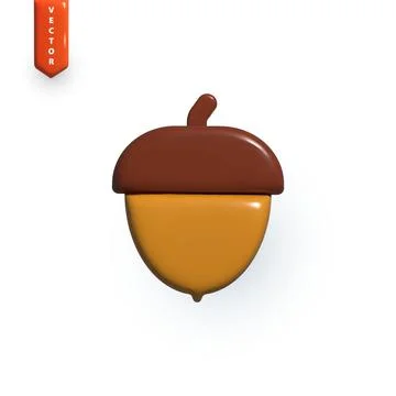 An acorn in a brown hat. Element for design. Vector Stock Illustration