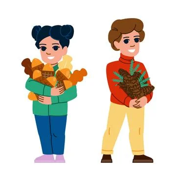 Acorn collecting pinecones acorns vector Stock Illustration