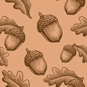 Acorn floral vector seamless pattern イラスト素材