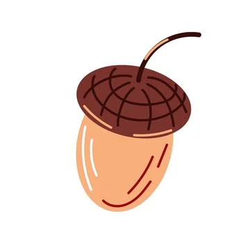 Acorn icon in flat style. Oak tree fruit. Autumn design for logo, print, card Stock Illustration