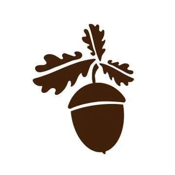 Acorn icon isolated. Vector art leaves and fruits. Stock Illustration