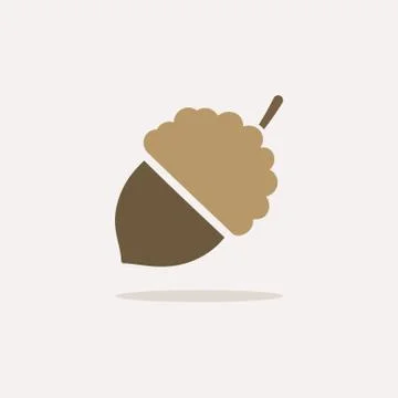 Acorn. Icon with shadow on a beige background. Autumn vector illustration Stock Illustration