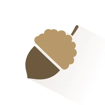 Acorn icon with shadow. Flat vector illustration Stock Illustration