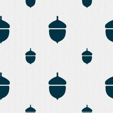 Acorn icon sign. Seamless pattern with geometric texture. Vector Stock Illustration