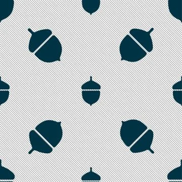 Acorn icon sign. Seamless pattern with geometric texture. Vector イラスト素材