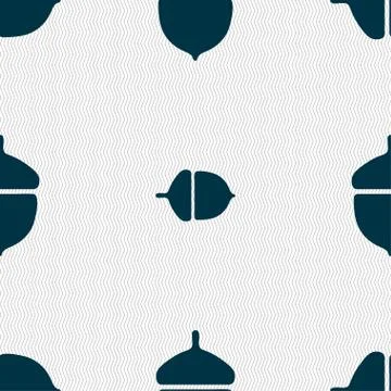 Acorn icon sign. Seamless pattern with geometric texture. Vector Stock Illustration