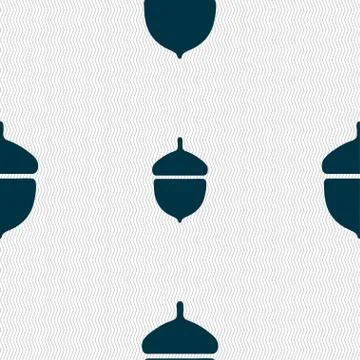 Acorn icon sign. Seamless pattern with geometric texture. Vector Stock Illustration