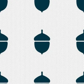 Acorn icon sign. Seamless pattern with geometric texture. Vector 스톡 일러스트