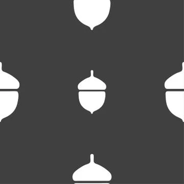 Acorn icon sign. Seamless pattern on a gray background. Vector Stock Illustration