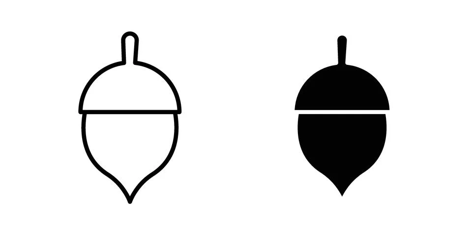 Acorn icon silhouette vector set. thin line pack イラスト素材