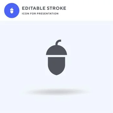 Acorn icon vector, filled flat sign, solid pictogram isolated on white, logo  库存插图