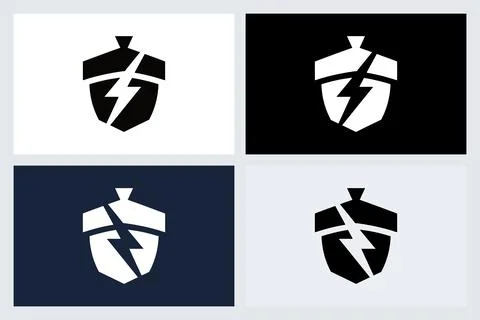 Acorn Lightning Bolt Logo Design Set Stock-Illustration