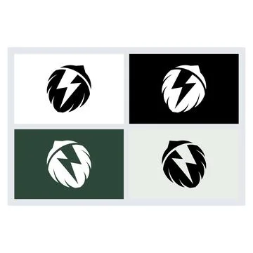 Acorn Lightning Bolt Logo Design Vector Set Illustrazione stock
