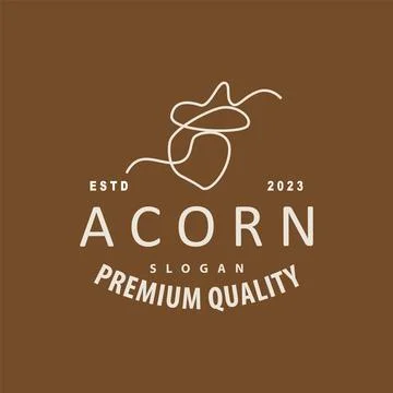 Acorn Logo, Nut Design With Oak Leaves Simple, Templet Illustration Vector Stock Illustration