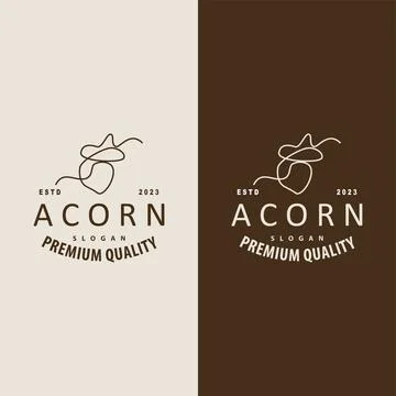 Acorn Logo, Nut Design With Oak Leaves Simple, Templet Illustration Vector 스톡 일러스트
