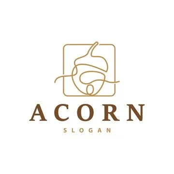 Acorn Logo, Nut Design With Oak Leaves Simple, Templet Illustration Vector Stock Illustration