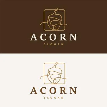 Acorn Logo, Nut Design With Oak Leaves Simple, Templet Illustration Vector Stock Illustration