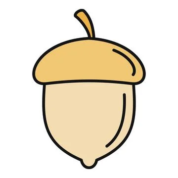 Acorn nut with cap and stem cartoon icon Stock Illustration
