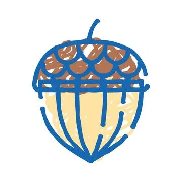 Acorn nut doodle vector drawing illustration Stock Illustration