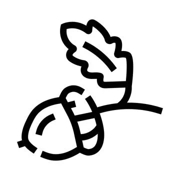 Acorn nut with leaf icon illustration Stock Illustration
