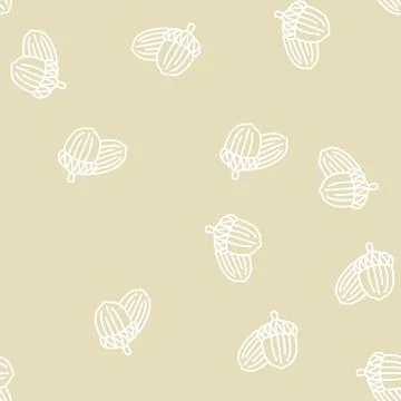 Acorn nut line seamless pattern Stock Illustration
