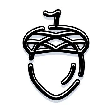 Acorn nut simple line art graphic design icon Stock Illustration