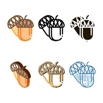 Acorn nut variety icon vector outline Stock Illustration