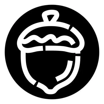 Acorn nut vector icon in black circle Stock Illustration