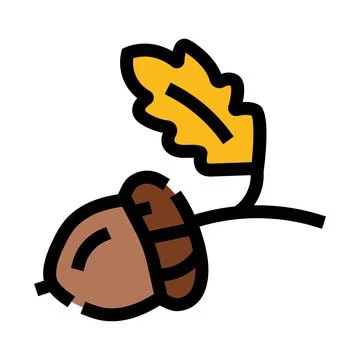 Acorn nut with yellow oak leaf illustrating autumn Stock Illustration