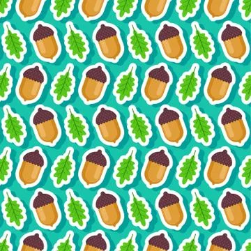 Acorn pattern seamless. fruit of oak background. Baby fabric ornament Stock Illustration
