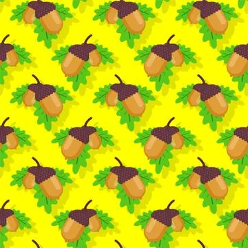Acorn pattern seamless. fruit of oak background. Baby fabric ornament Illustrazione stock