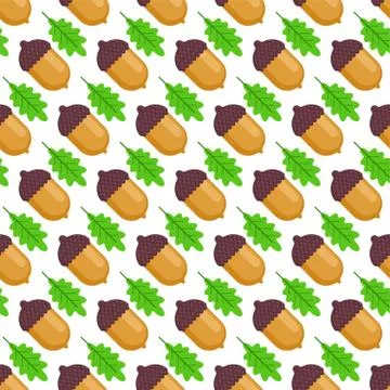 Acorn pattern seamless. fruit of oak background. Baby fabric ornament Illustrazione stock