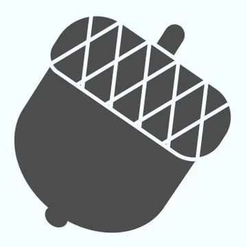 Acorn solid icon. Oak tree fallen seeds. Autumn season vector design concept 库存插图
