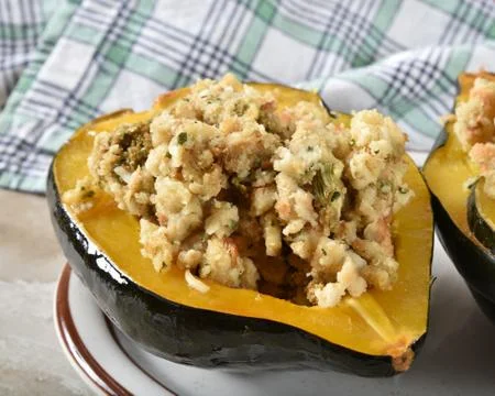 Acorn squash with stuffing Stock Photos