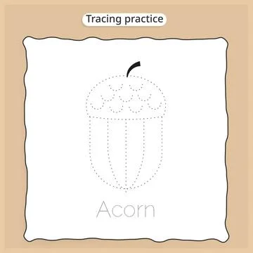 Acorn Tracing Practice Worksheet Template Stockillustratie