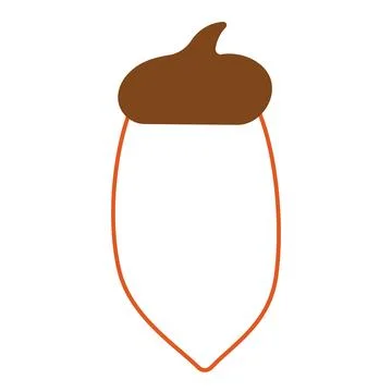 Acorn walnut forest tree brown pattern line Stock Illustration