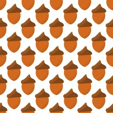 Acorn walnut forest tree brown pattern background Illustrazione stock