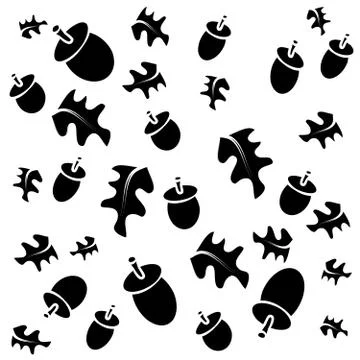 Acorn on white background  with leafs. Stock Illustration