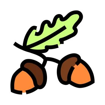Acorns and oak leaf icon illustrating nature Stock Illustration