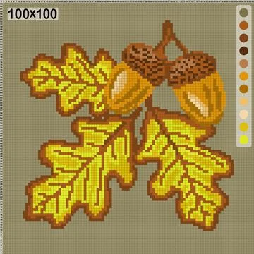 Acorns and oak leaves pattern for knitting Stock Illustration