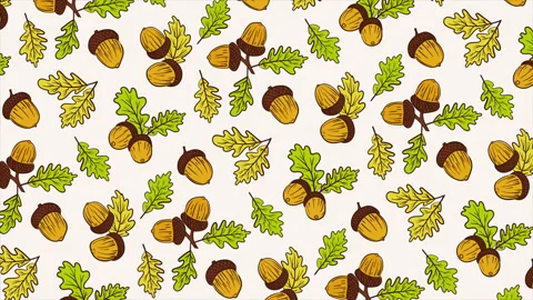 Acorns background pattern on a seamless loop Stock Footage 317027544