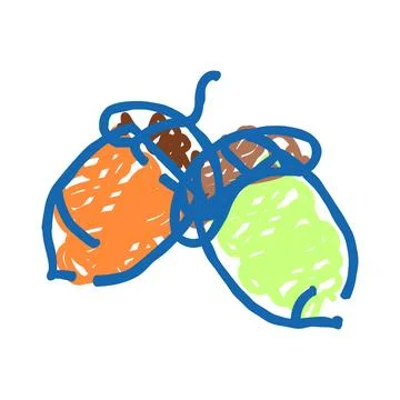 Acorns falling from oak tree during autumn season Ilustración de archivo