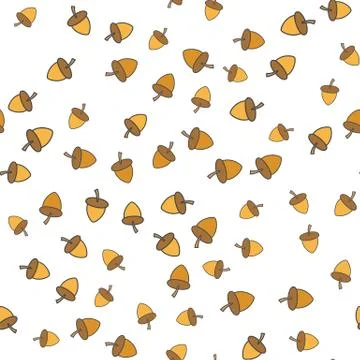 Acorns Flat Vector Seamless Pattern on White Stock Illustration