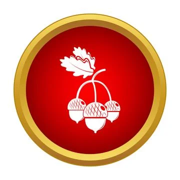 Acorns with oak leaf icon button design Stock Illustration