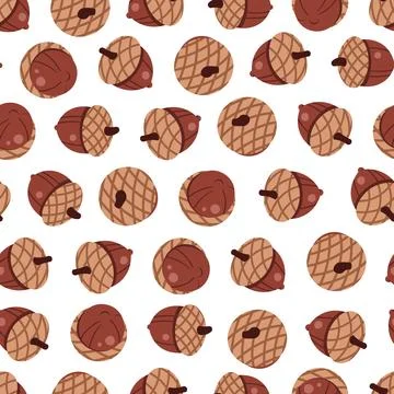 Acorns Seamless Pattern Flat Vector. Autumn Nut Texture for Seasonal Branding Illustrazione stock