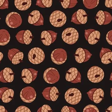 Acorns Seamless Pattern Flat Vector. Autumn Nut Texture for Seasonal Branding 스톡 일러스트