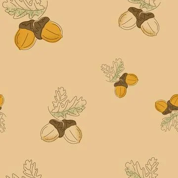 Acorns seamless pattern. Stock Illustration