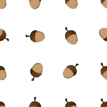 Acorns seamless pattern. Vector illustration of oak acorns. Background of oak 스톡 일러스트