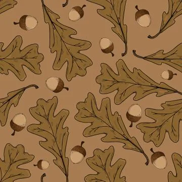 Acorns seamless pattern. Vector illustration of oak acorns. Background of oak 스톡 일러스트